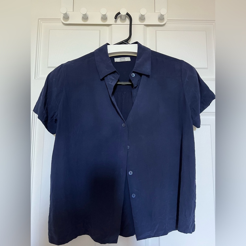 Grana Dark Blue Silk Shirt